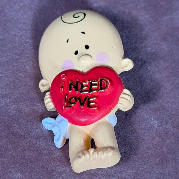 Vintage "I Need Love" Cupid Brooch Pin • American Greetings - Picture 4 of 7